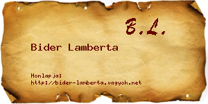 Bider Lamberta névjegykártya